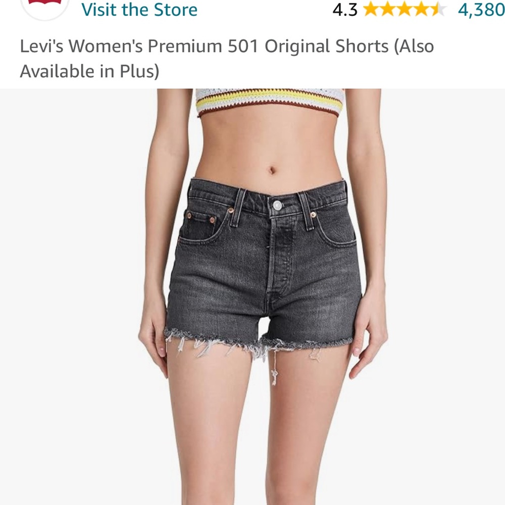 Levi’s women’s Premium 501 shorts - size 34 (US 18) “Cabo rise- black”. GUC